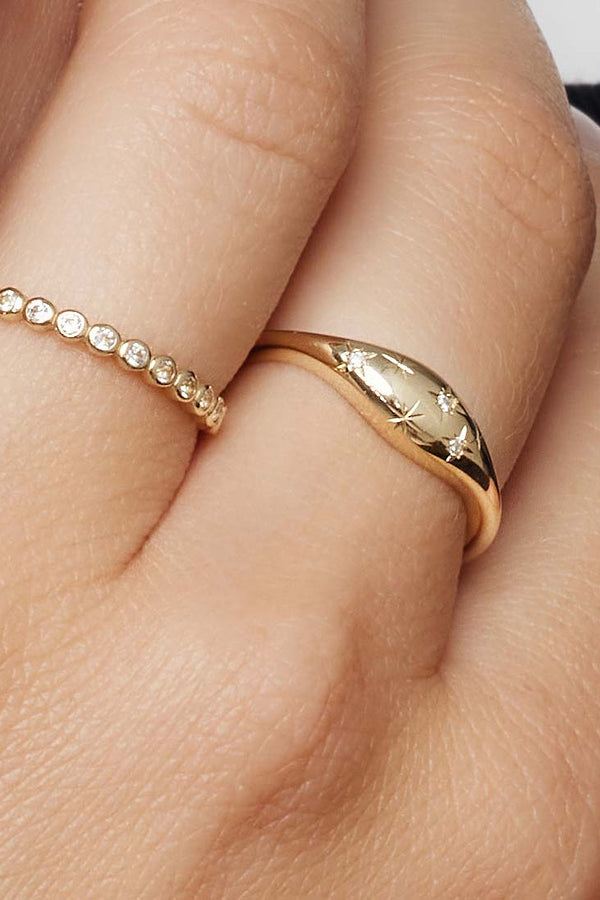 Dome - Guld Ring med Diamantsten