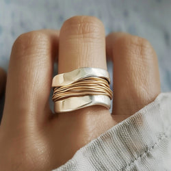Sofia - Dam Silver och Guld Tråd Ring
