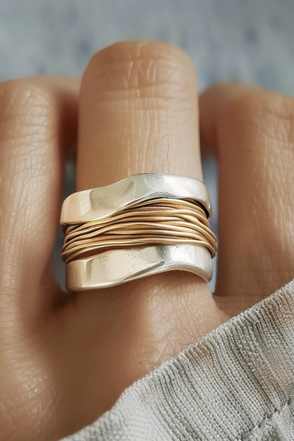 Sofia - Dam Silver och Guld Tråd Ring