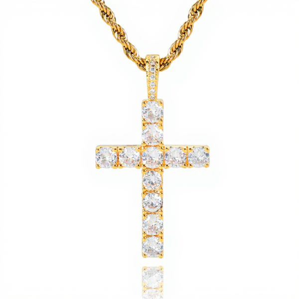 Faith - Guld Moissanite kors halsband