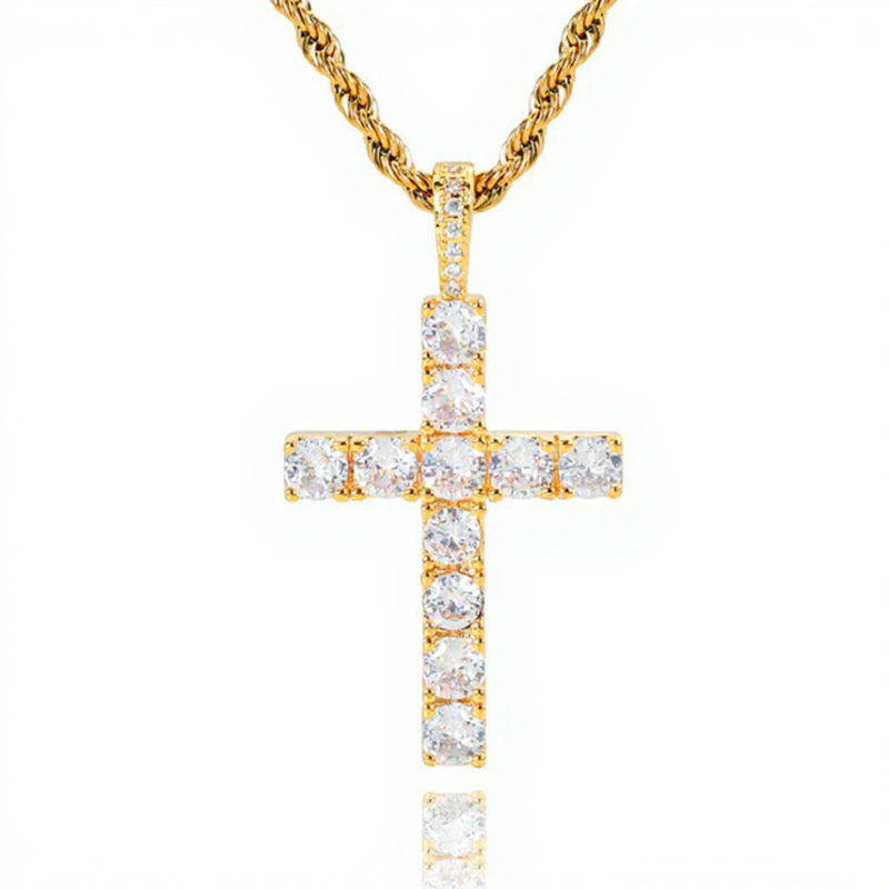 Faith - Guld Moissanite kors halsband