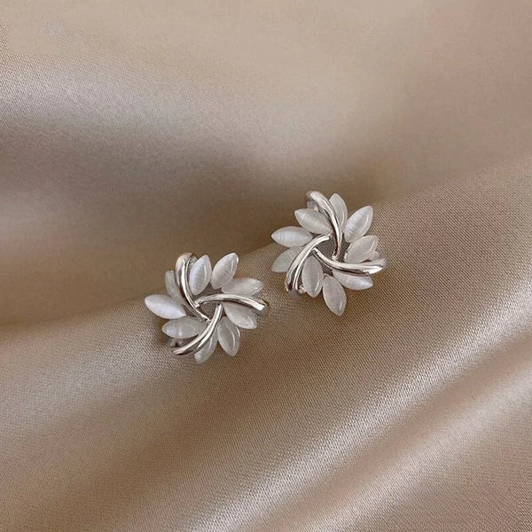 Sienna - Eleganta Opal Blomblad Cirkelformade Örhängen