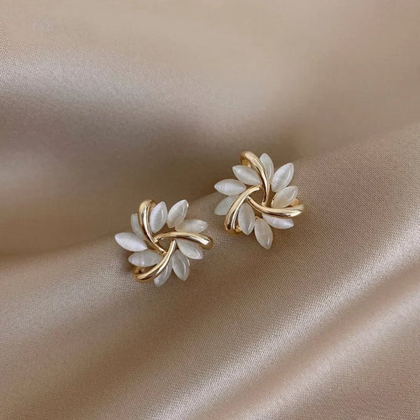 Sienna - Eleganta Opal Blomblad Cirkelformade Örhängen