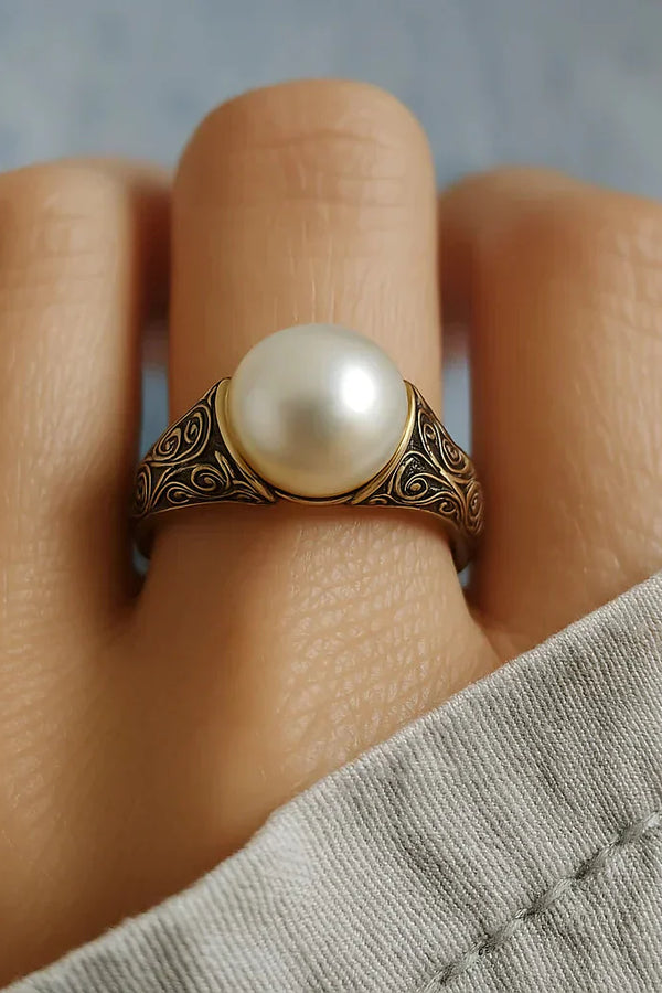 Charm - Vintage ring med prickiga blommor