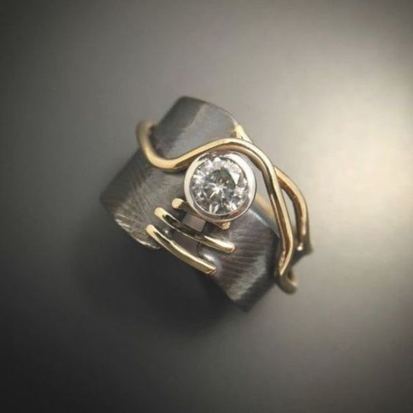 Zirkoniumring i Patinerat Silver