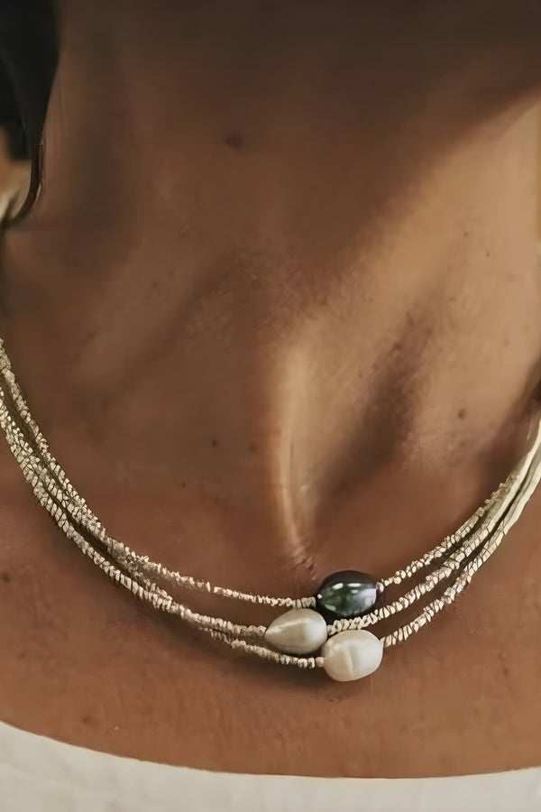 Vintage halsband med naturpärlor