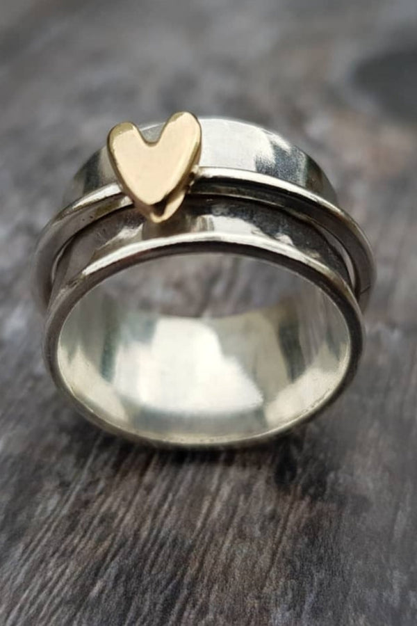 Silverring med Guldhjärta