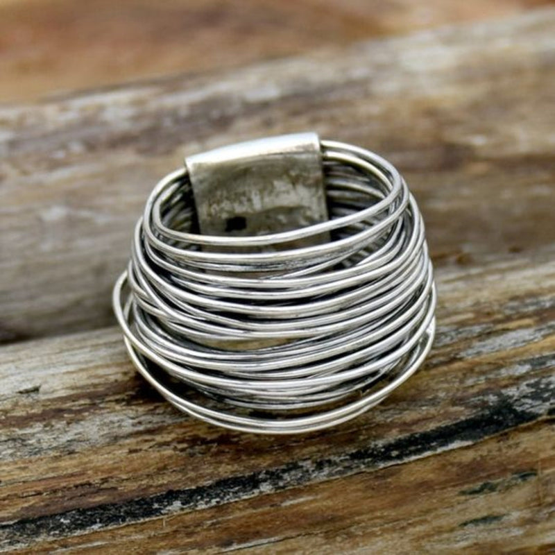 Vintage silverring med lager på lager-design