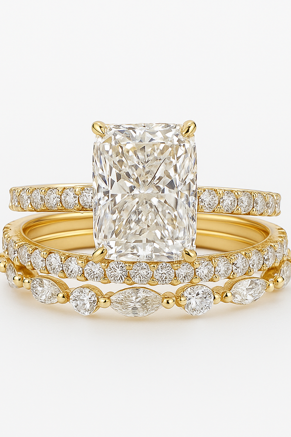 Jaily - 18K Guld 3-delat Vigselringsset