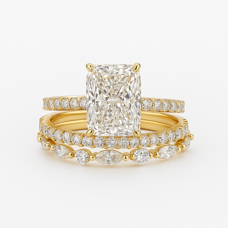 Jaily - 18K Guld 3-delat Vigselringsset