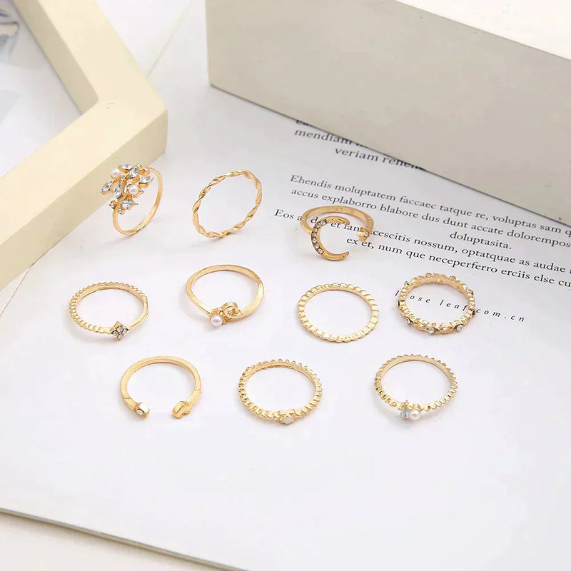 Boho - Silver och Guld Ring Set (10 Par)