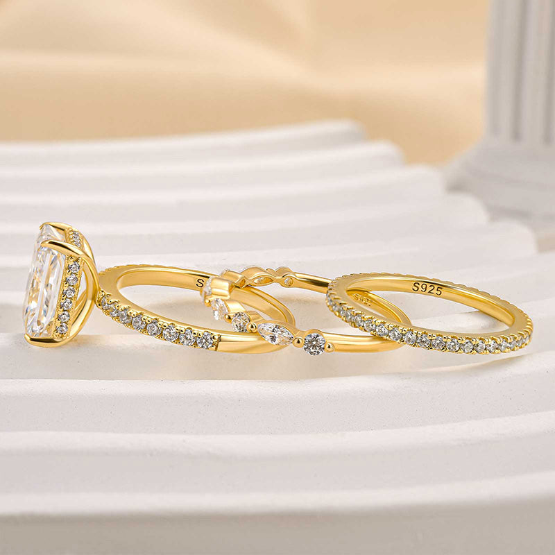 Jaily - 18K Guld 3-delat Vigselringsset