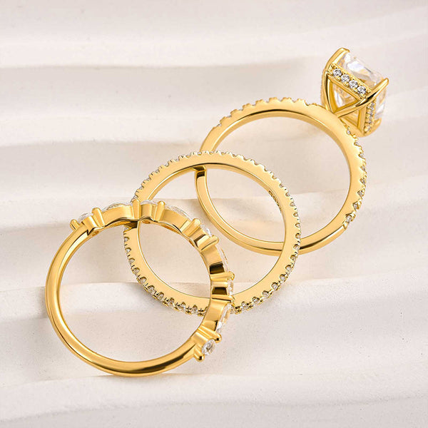Jaily - 18K Guld 3-delat Vigselringsset