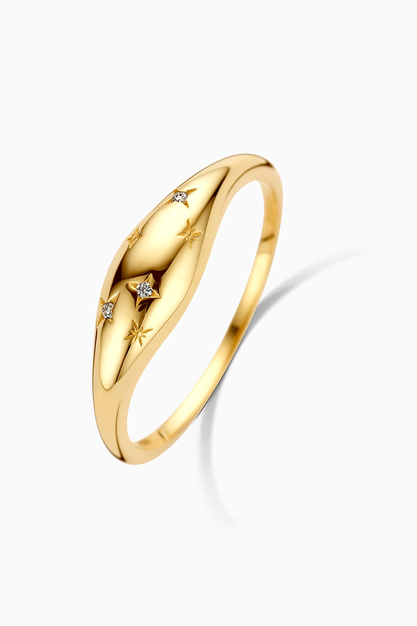 Dome - Guld Ring med Diamantsten