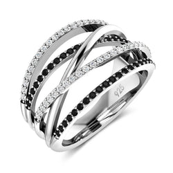Elegant silverring prydd med svart kristall