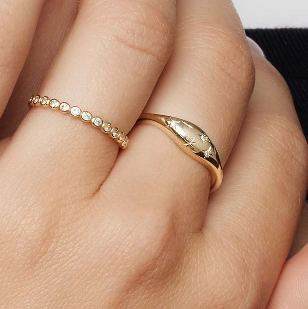 Dome - Guld Ring med Diamantsten