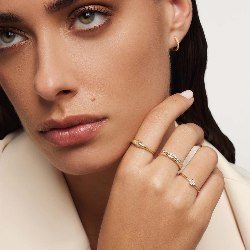 Dome - Guld Ring med Diamantsten