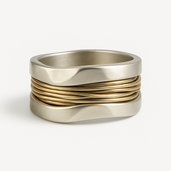 Sofia - Dam Silver och Guld Tråd Ring