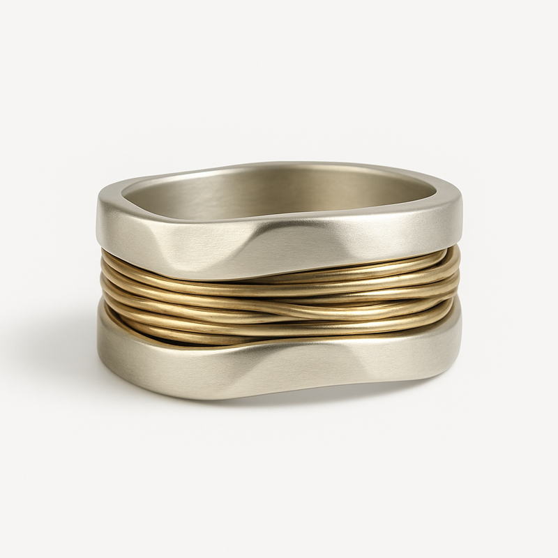 Sofia - Dam Silver och Guld Tråd Ring