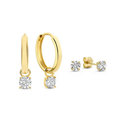 Larmes - 14K Guld Sten Örhängen Set