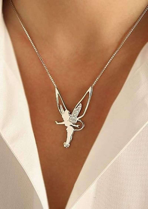 Silver- och Guldfärgad Halsband med Lyckofjäder