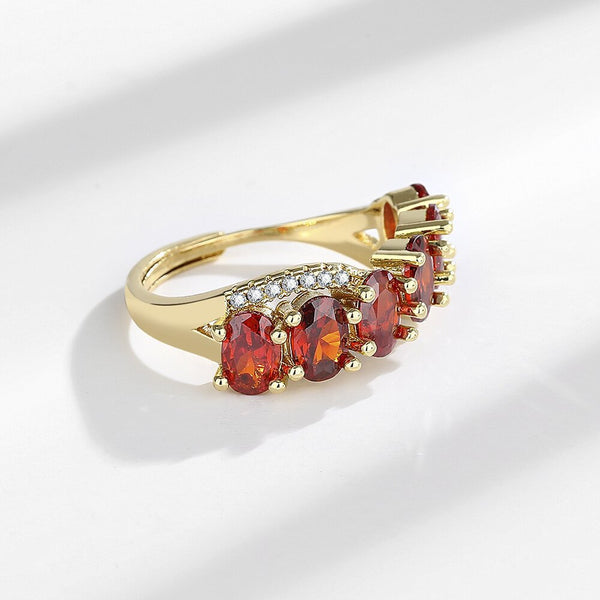 Vintage Ring med Guld och Röd Zirkon