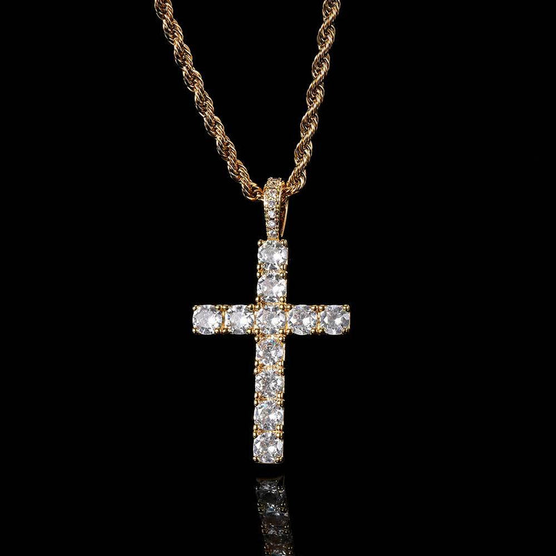 Faith - 18K Guld Moissanite Kors Kedja