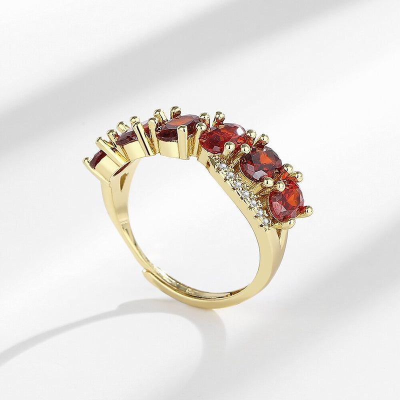 Vintage Ring med Guld och Röd Zirkon