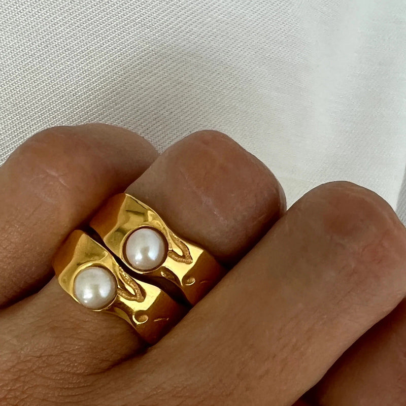 Vintage Naturlig Guld Pärla Ring