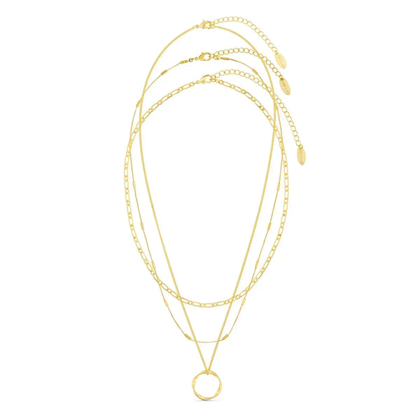 Circa - 18K Guld Öppen Cirkel Tredubbel Rad Halsband