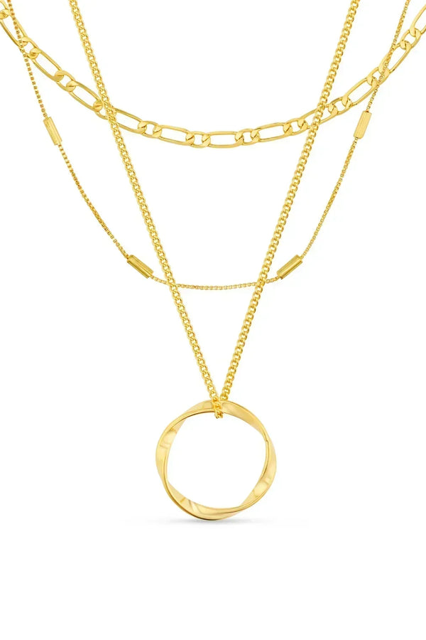 Circa - 18K Guld Öppen Cirkel Tredubbel Rad Halsband