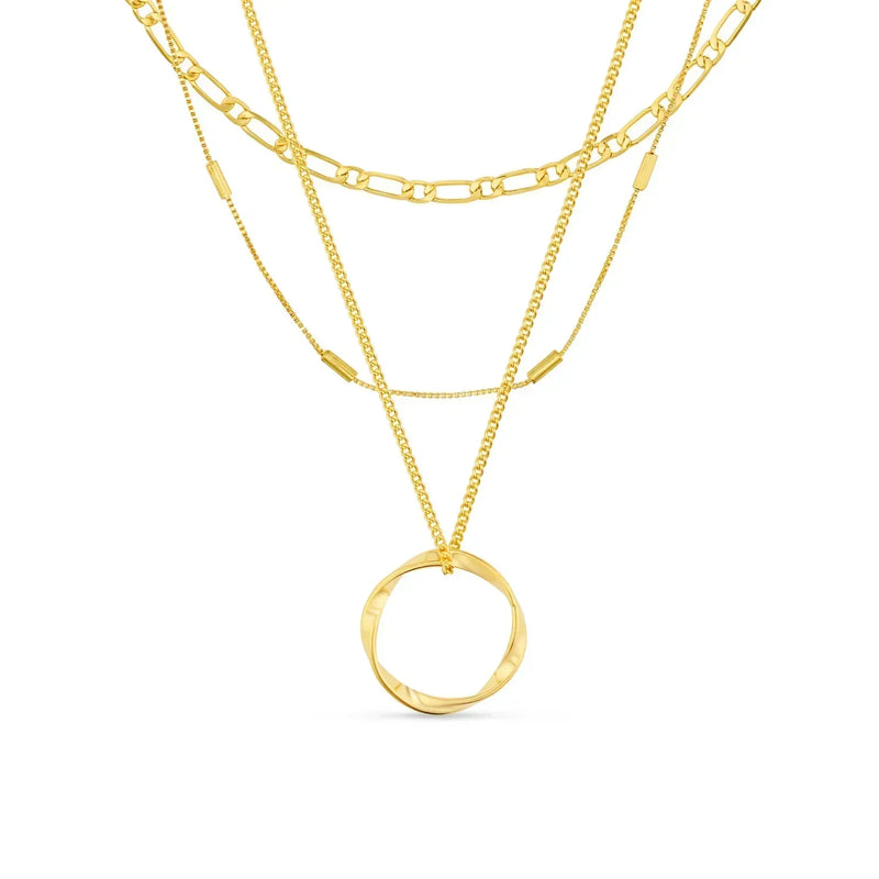 Circa - 18K Guld Öppen Cirkel Tredubbel Rad Halsband