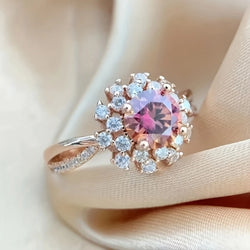 Rosa Glittrande Rund Ring
