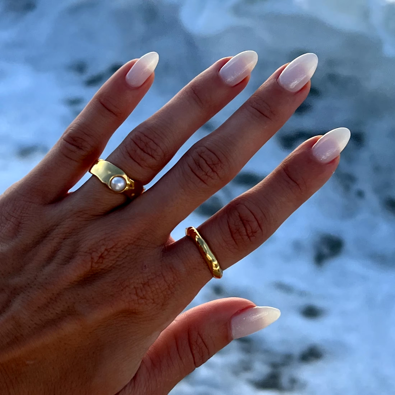 Vintage Naturlig Guld Pärla Ring
