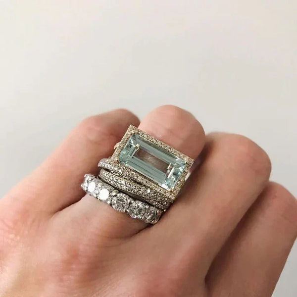 Unik Vintage Ring med Silver och Turkos Detaljer