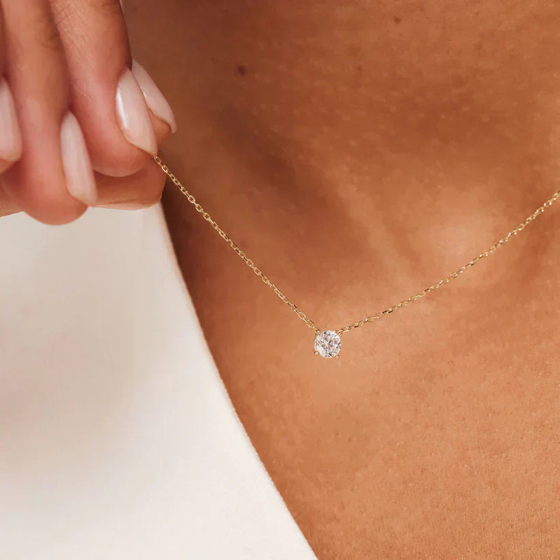 Clea - 14K Guld Moissanite Sten Halsband