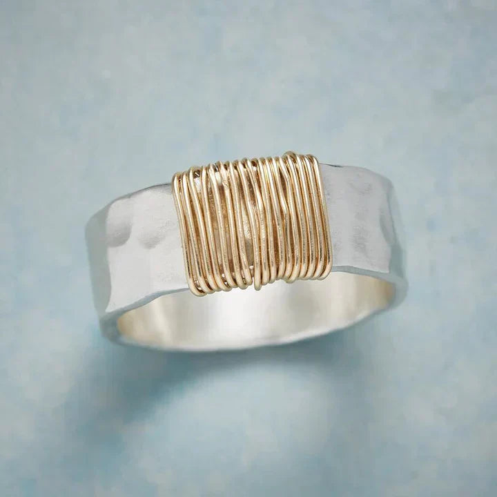Vintage silvring med guldfilament