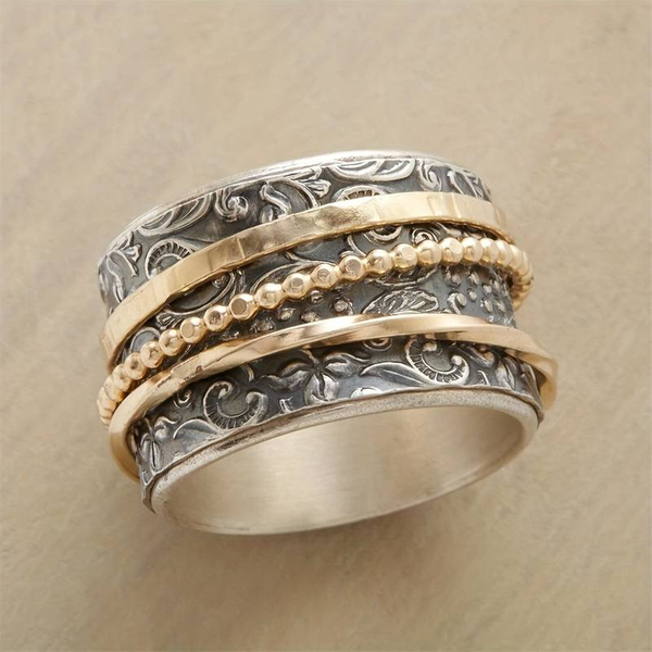 Vintage Antik Ring i Guld och Silver