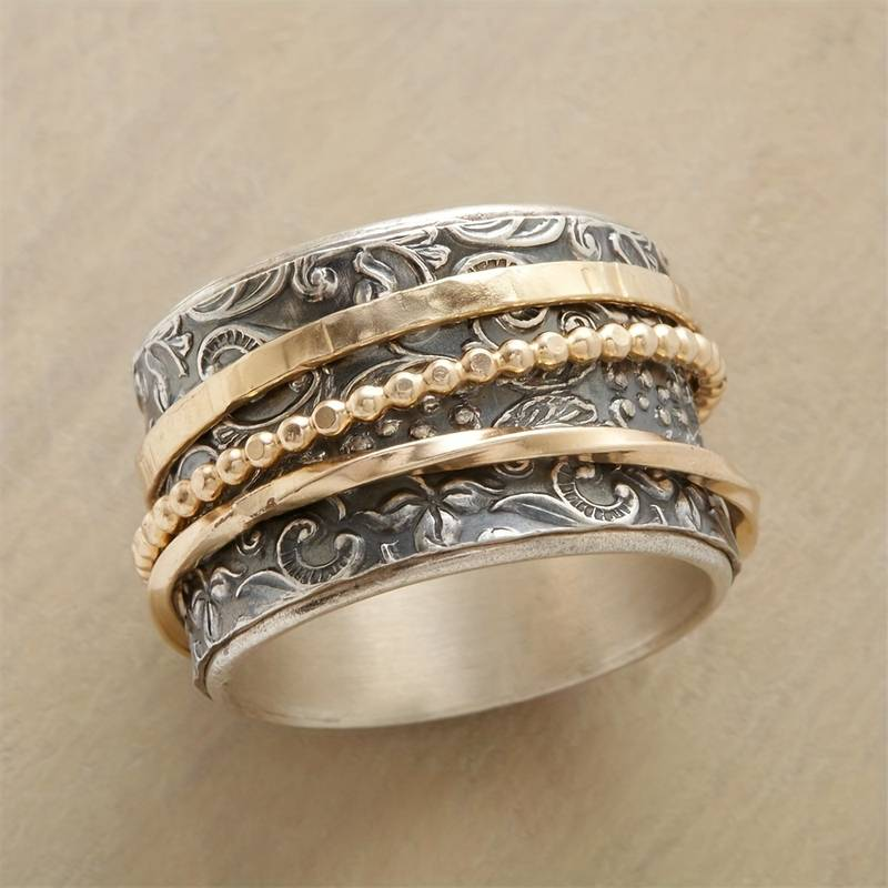 Vintage Antik Ring i Guld och Silver