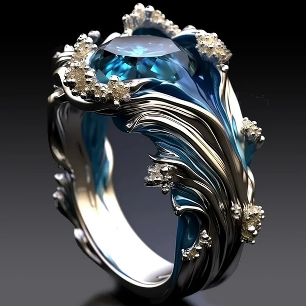 Vintage Ocean Wave kristallring