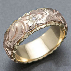 Vintage Rosa Blomma Guld Ring