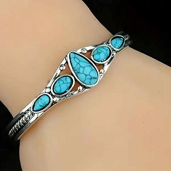 Armband i Silver med Blå Opal