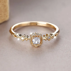 Retro Kristall Lys Guld Ring