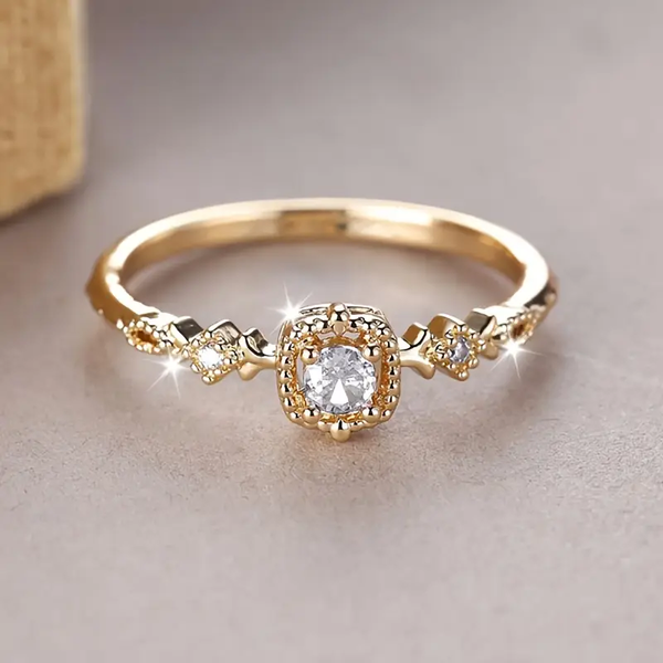 Retro Kristall Lys Guld Ring