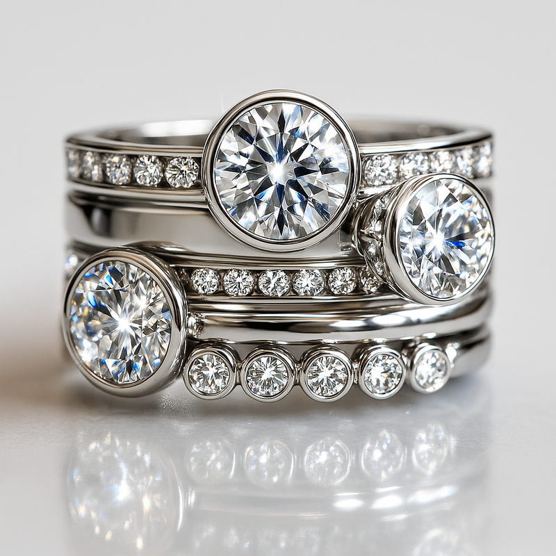 Elegant silverring med kristallskikt