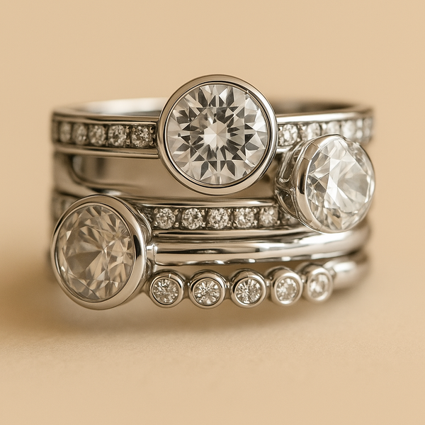 Elegant silverring med kristallskikt