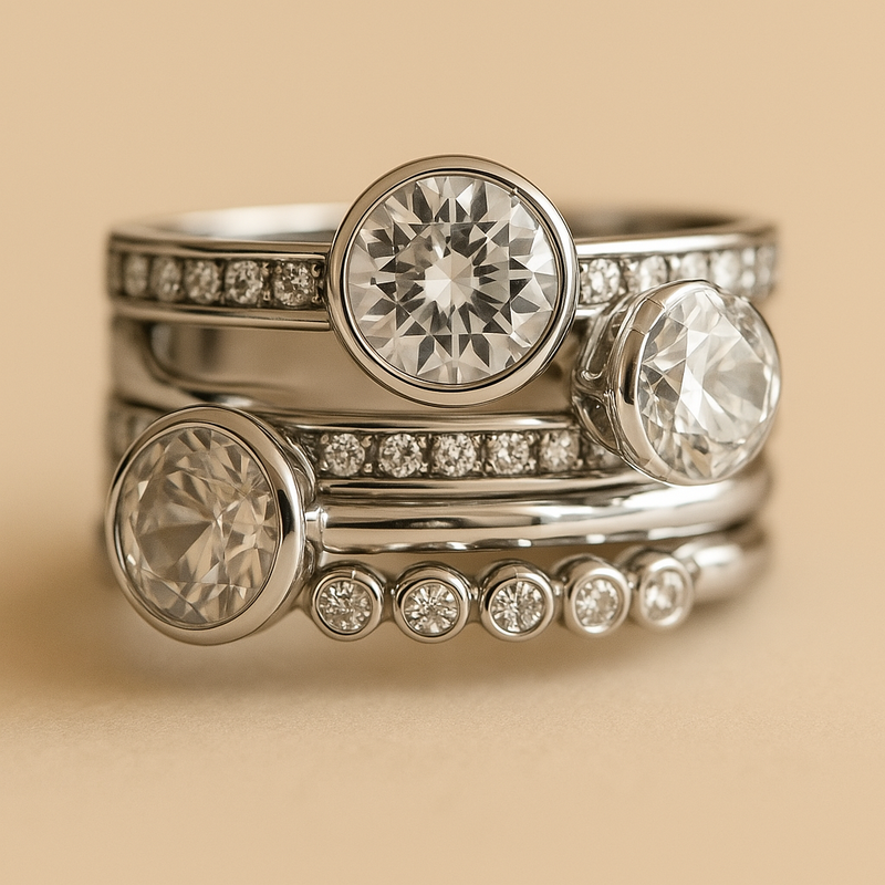 Elegant silverring med kristallskikt
