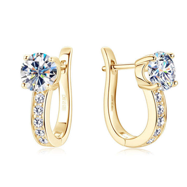 Channel - 18K Guld Moissanite Hoop Örhängen