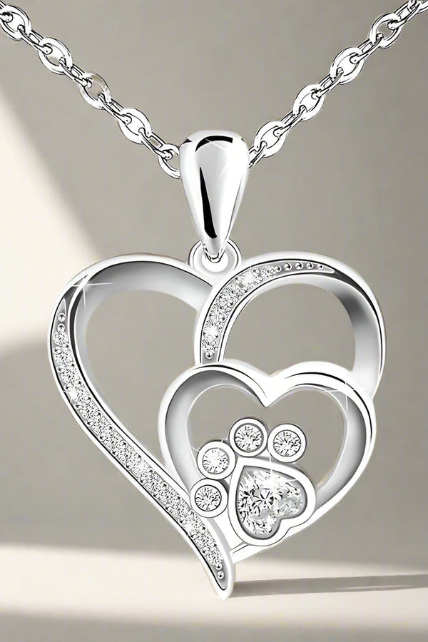 Inolt - Silverhalsband med Fot- och Hjärtmotiv