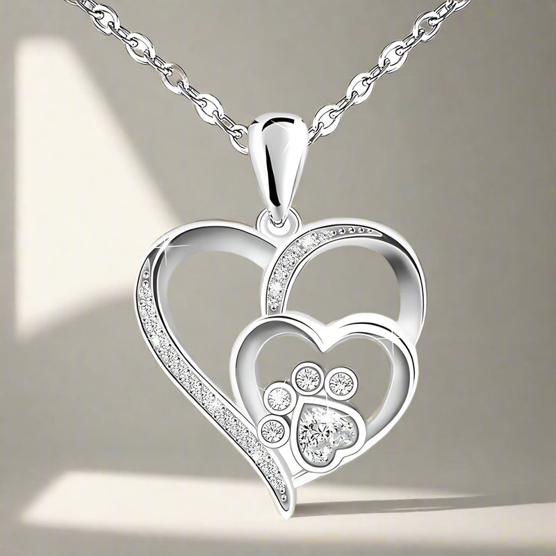 Inolt - Silverhalsband med Fot- och Hjärtmotiv